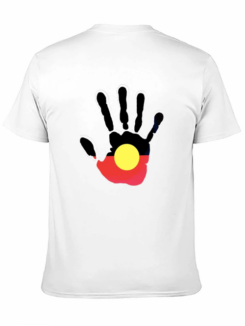 Aboriginal Flag Hand Print Black T-Shirt product image 2