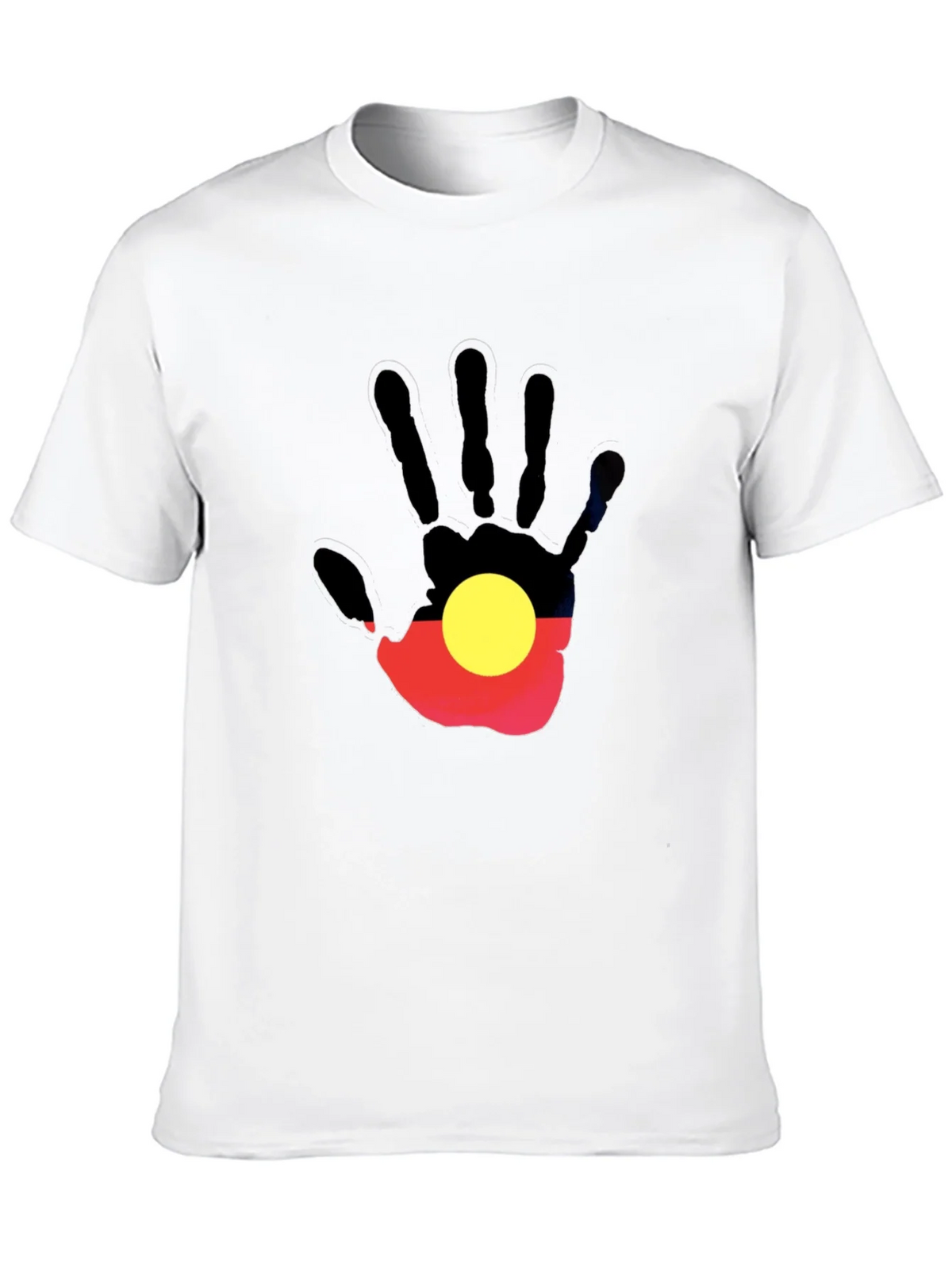 Aboriginal Flag Hand Print Black T-Shirt product image 12