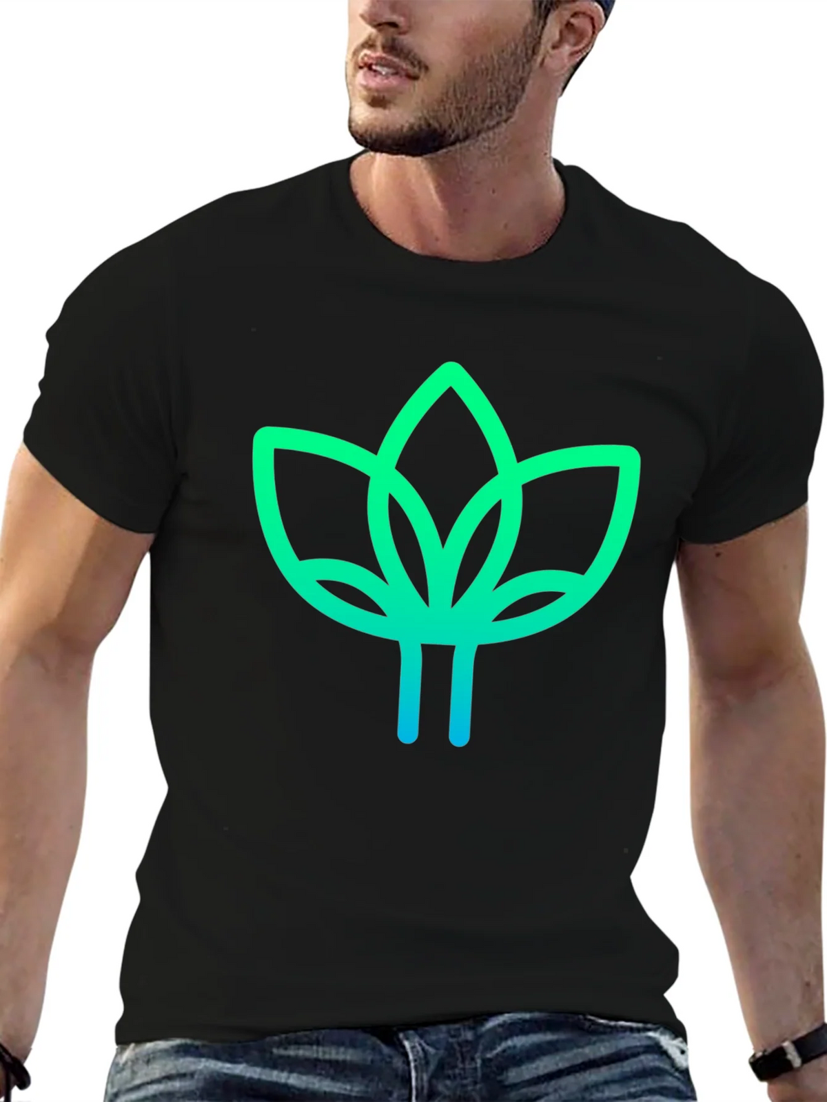 Modern Lotus Design Black T-Shirt product image 9