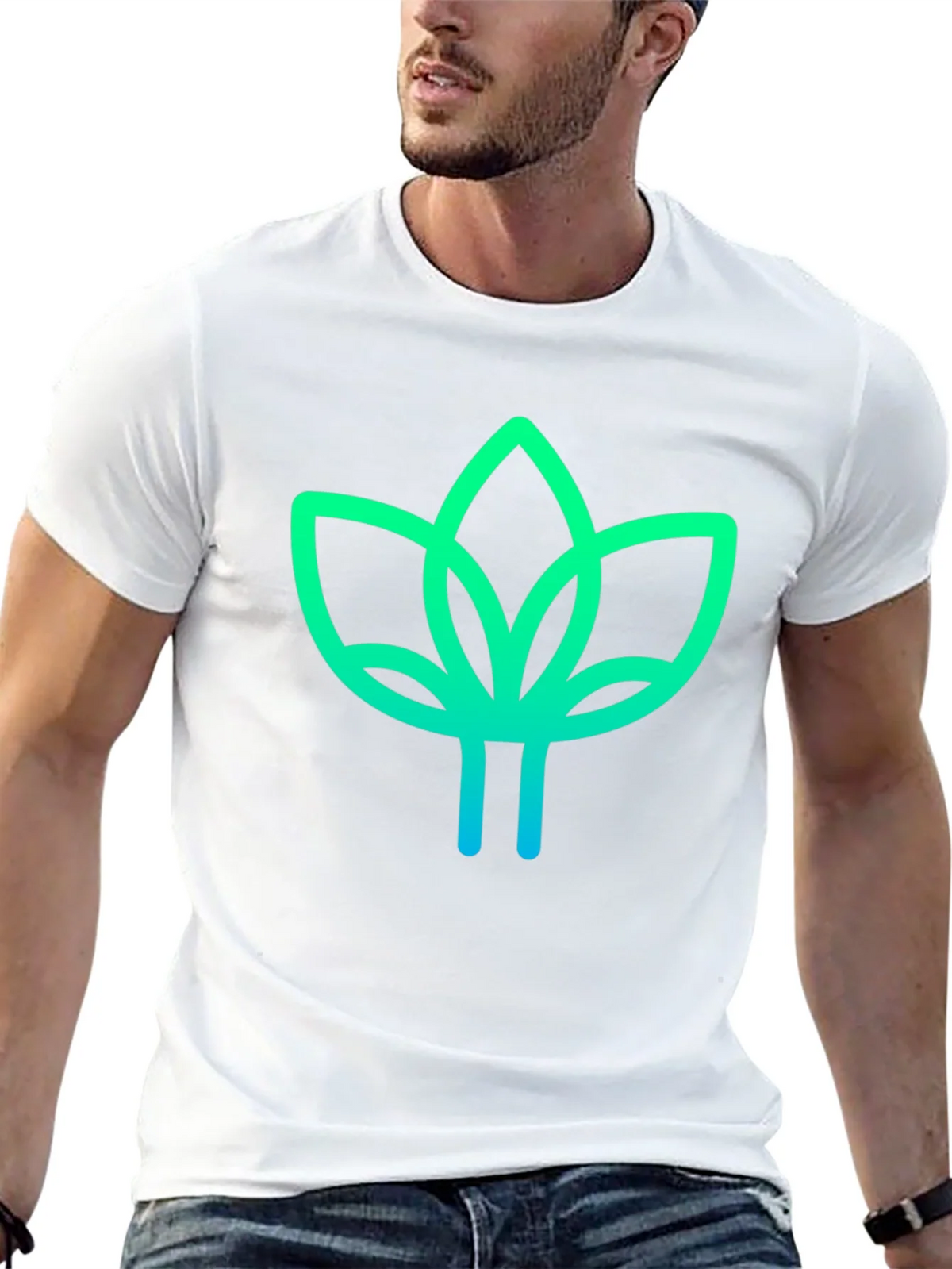 Modern Lotus Design Black T-Shirt product image 4
