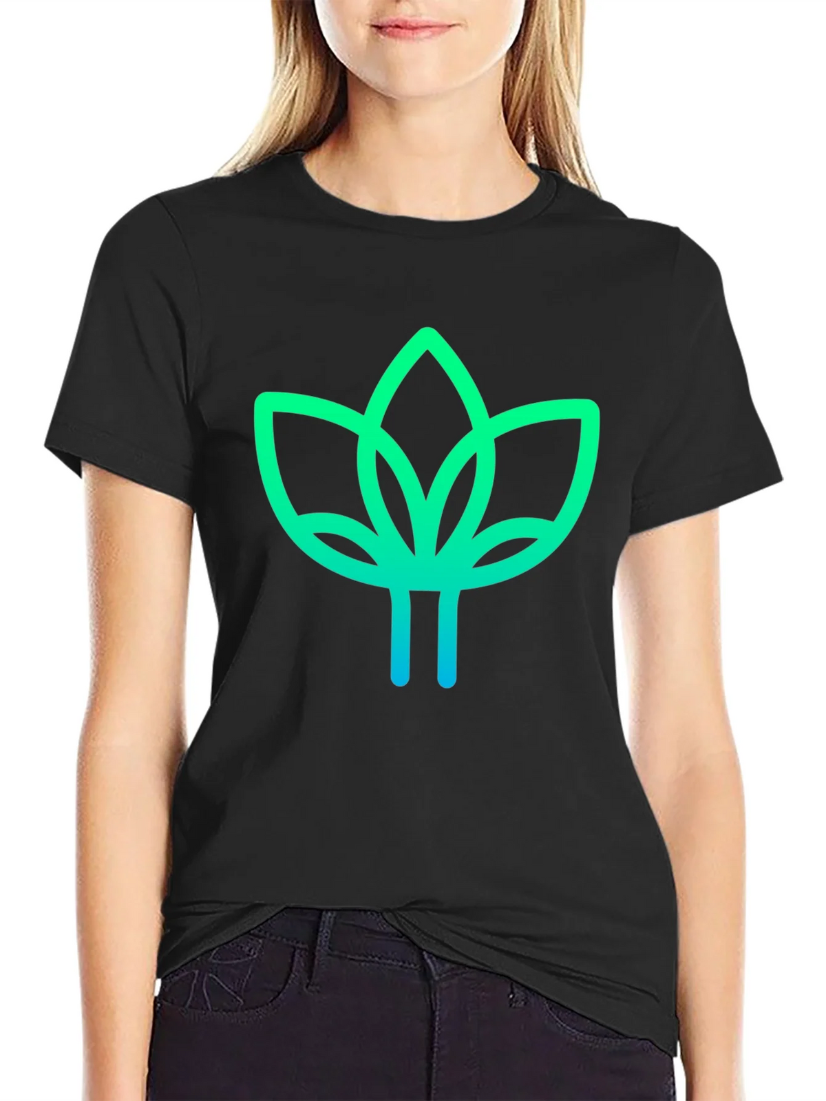 Modern Lotus Design Black T-Shirt product image 5