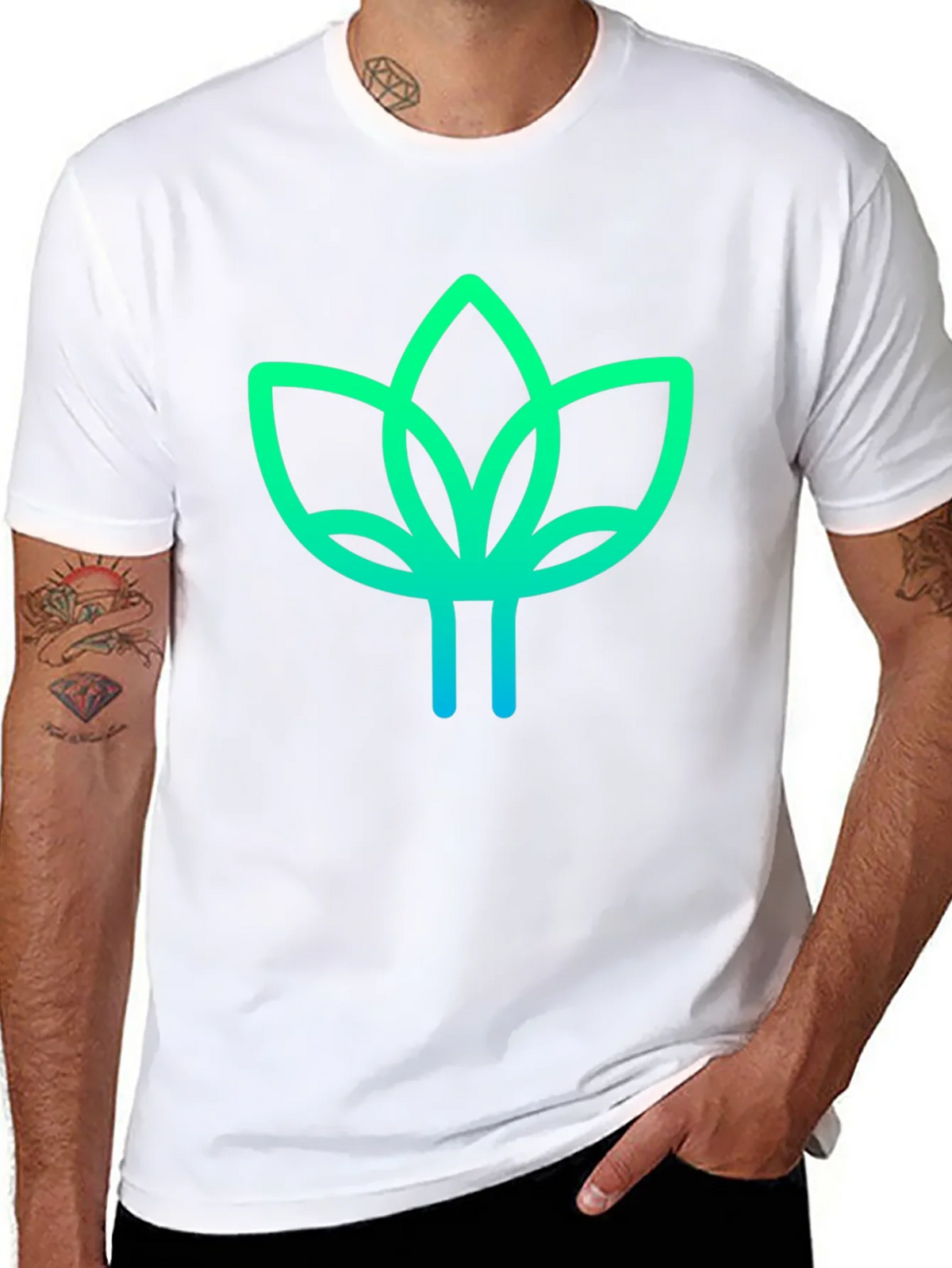 Modern Lotus Design Black T-Shirt product image 10