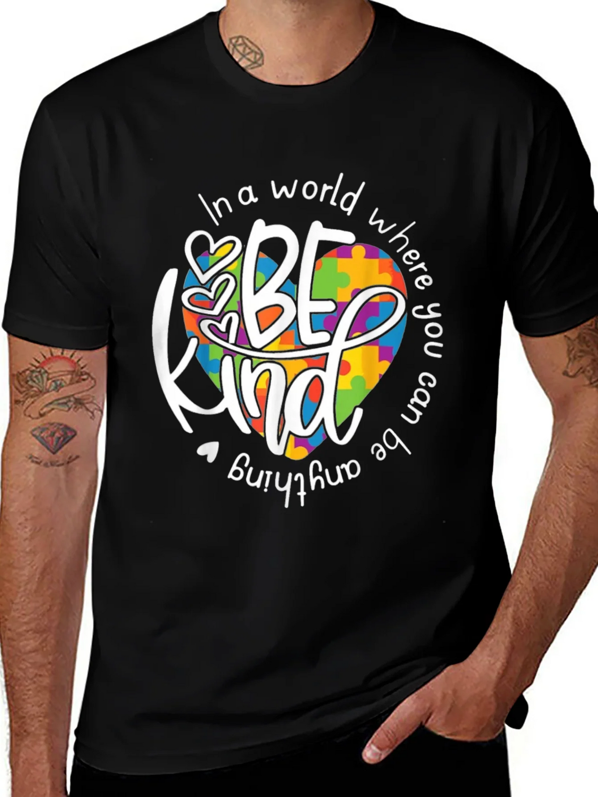 Be Kind Autism Awareness T-Shirt - Puzzle Heart Design product image 1