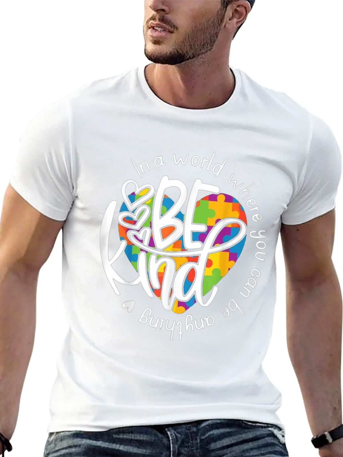 Be Kind Autism Awareness T-Shirt - Puzzle Heart Design product image 4