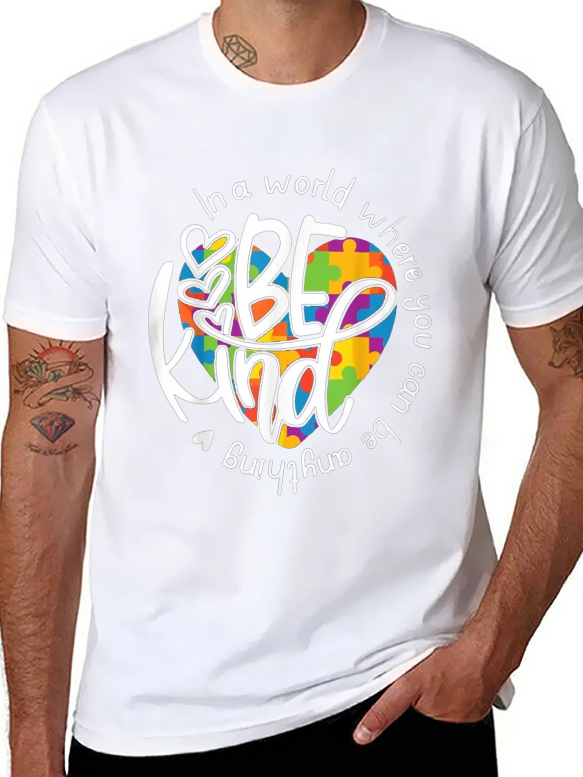 Be Kind Autism Awareness T-Shirt - Puzzle Heart Design product image 10