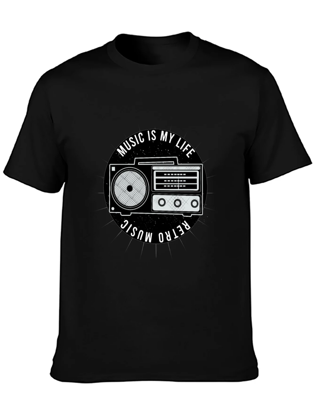 Retro Music is My Life Black Graphic Tee product image 6