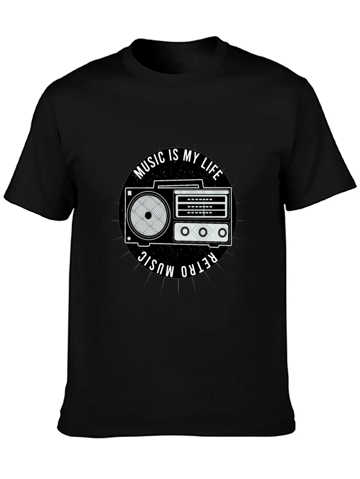 Retro Music is My Life Black Graphic Tee product image 6