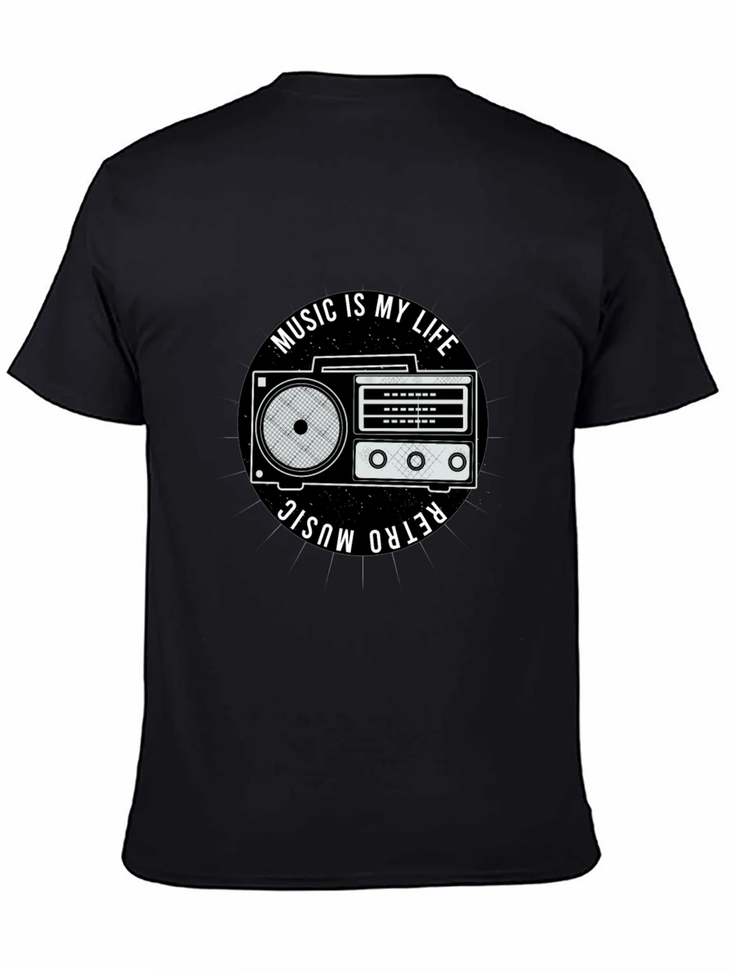 Retro Music is My Life Black Graphic Tee product image 7