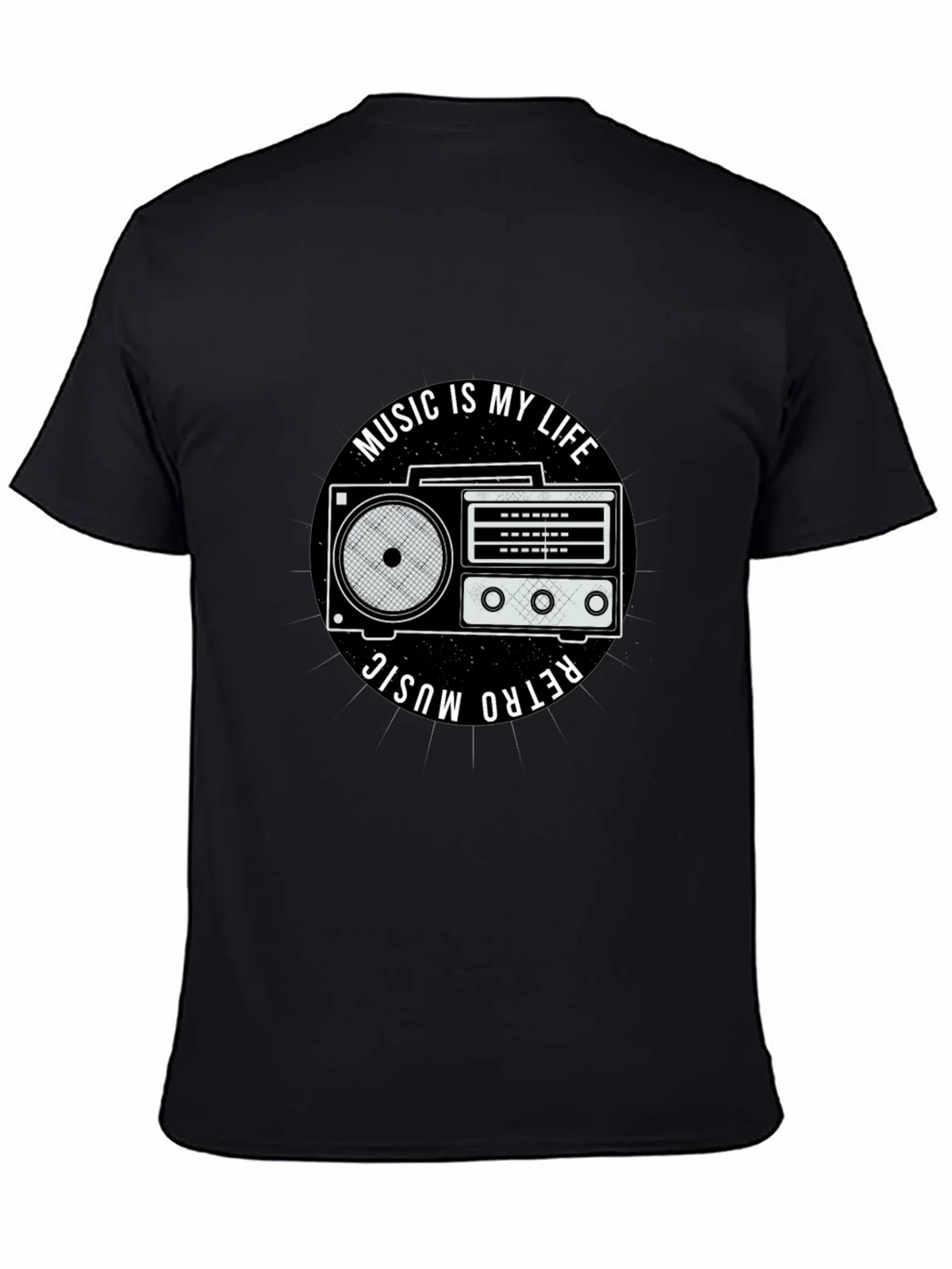 Retro Music is My Life Black Graphic Tee product image 7