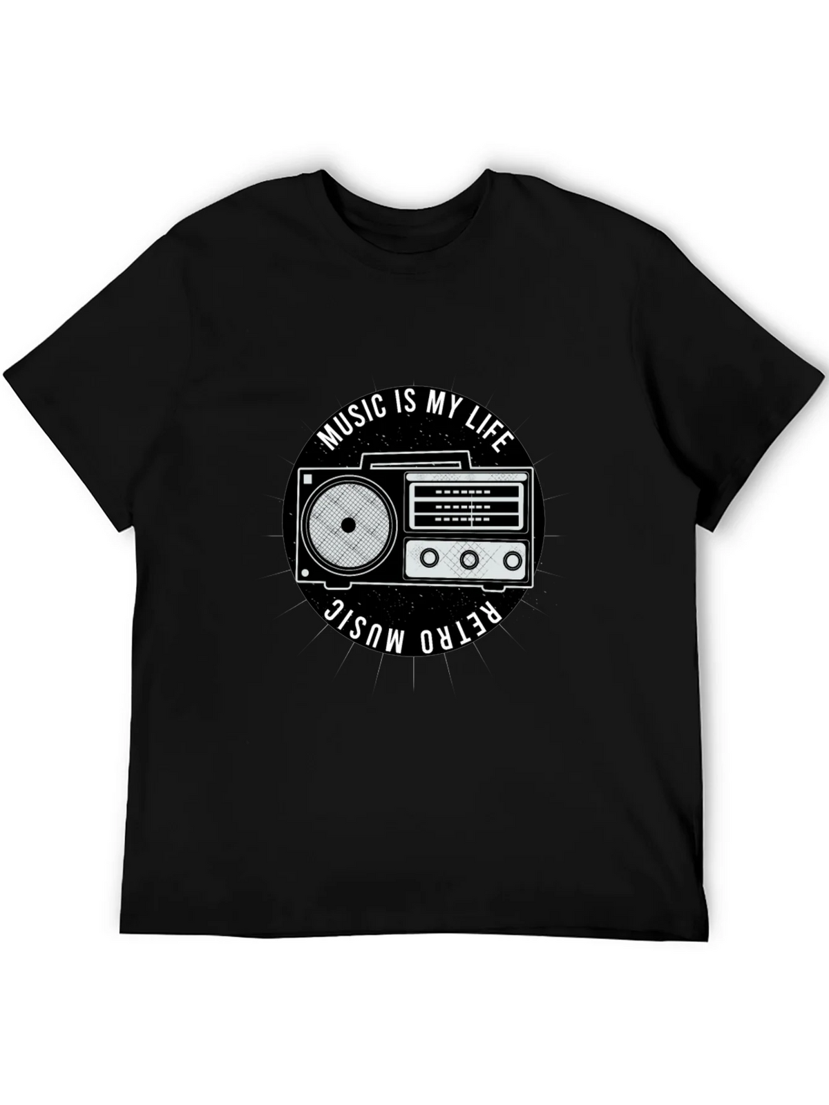 Retro Music is My Life Black Graphic Tee product image 8