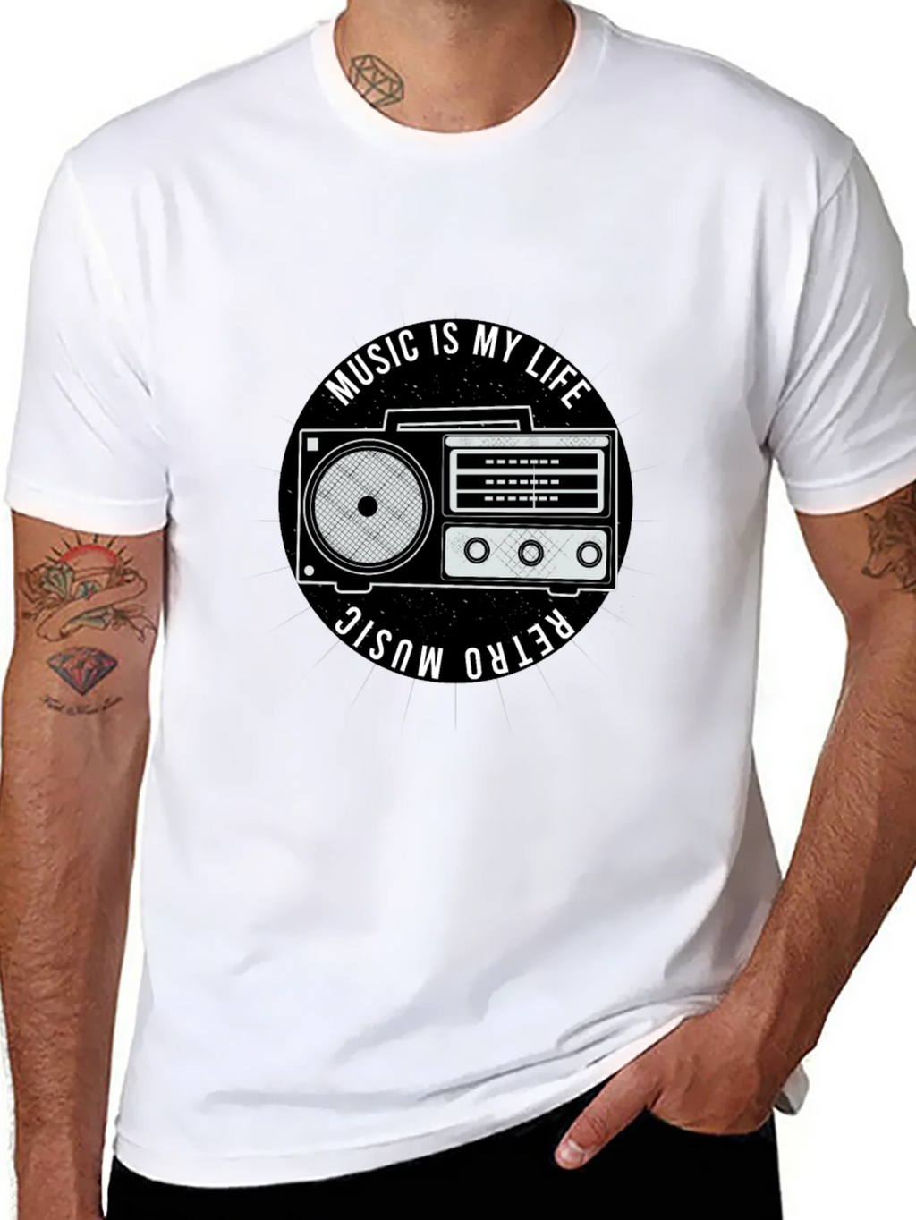 Retro Music is My Life Black Graphic Tee product image 10