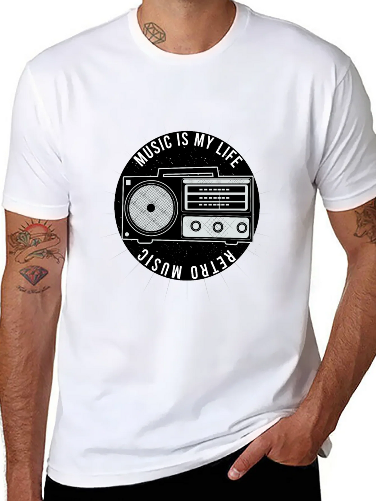 Retro Music is My Life Black Graphic Tee product image 10