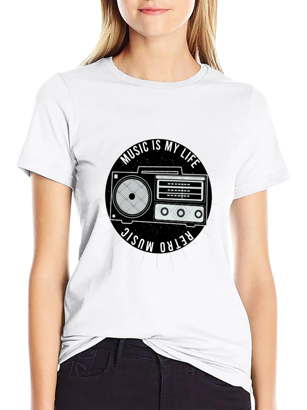 Retro Music is My Life Black Graphic Tee product image 11
