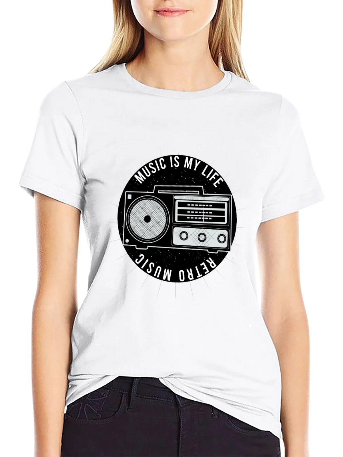 Retro Music is My Life Black Graphic Tee product image 11
