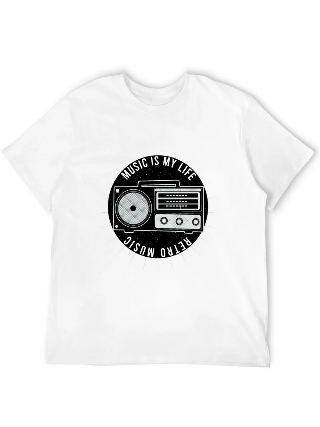 Retro Music is My Life Black Graphic Tee product image 3