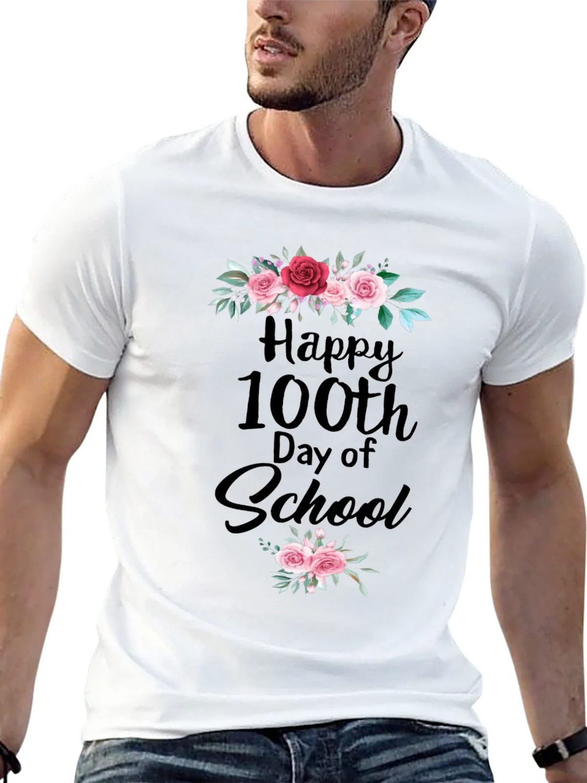 Happy 100th Day of School Floral T-Shirt product image 4
