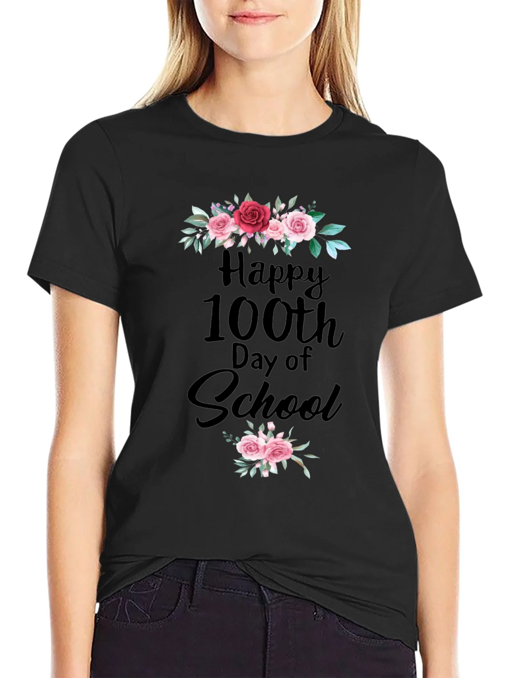Happy 100th Day of School Floral T-Shirt product image 5