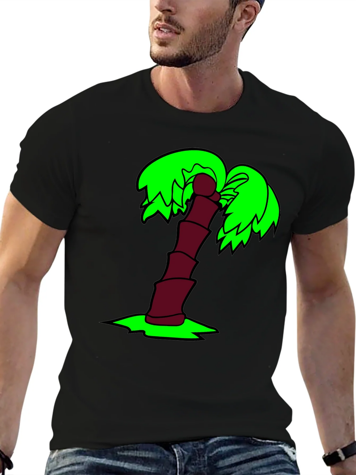 Cartoon Palm Tree Black T-Shirt product image 9