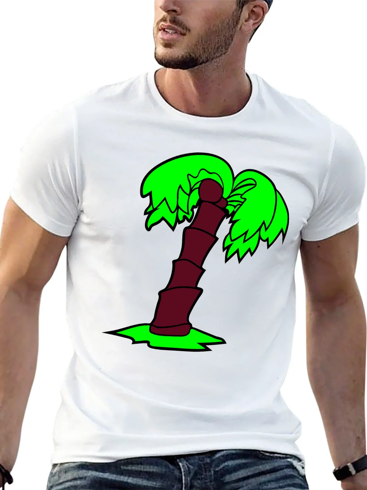 Cartoon Palm Tree Black T-Shirt product image 4