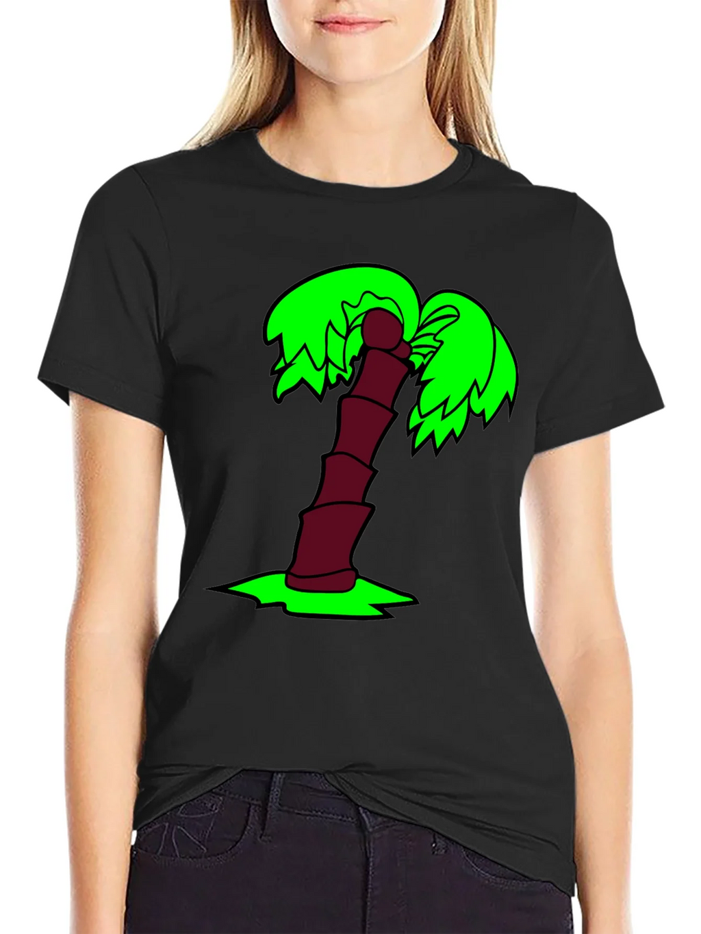 Cartoon Palm Tree Black T-Shirt product image 5