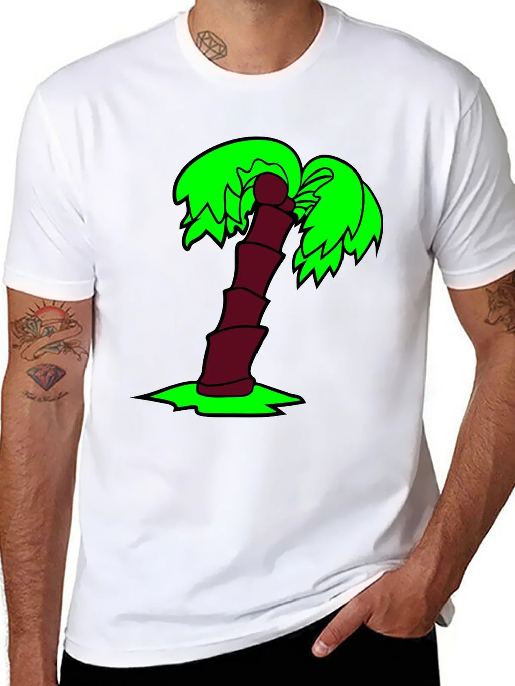 Cartoon Palm Tree Black T-Shirt product image 10