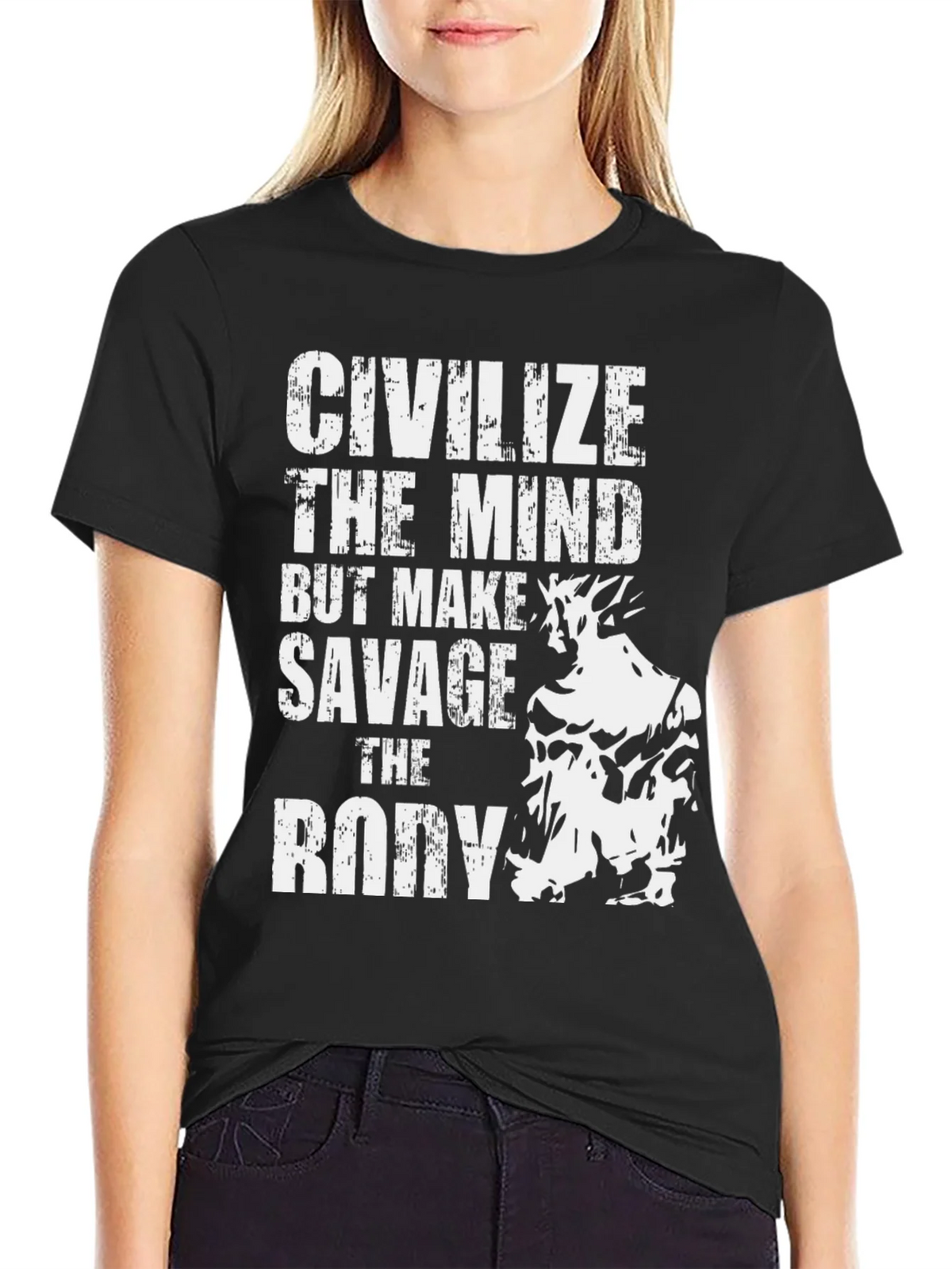 Civilize The Mind Savage Body Black T-Shirt product image 5