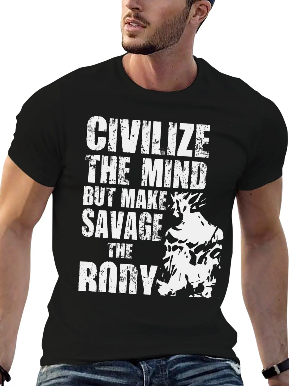 Civilize The Mind Savage Body Black T-Shirt product image 9