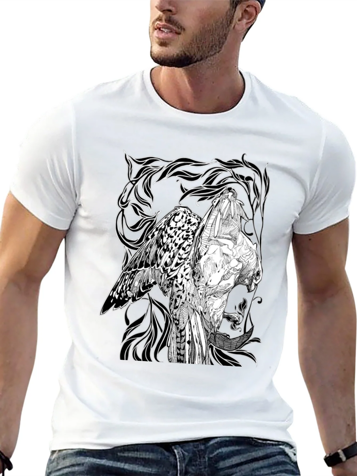 Graphic Owl T-Shirt - Black Cotton Tee product image 4