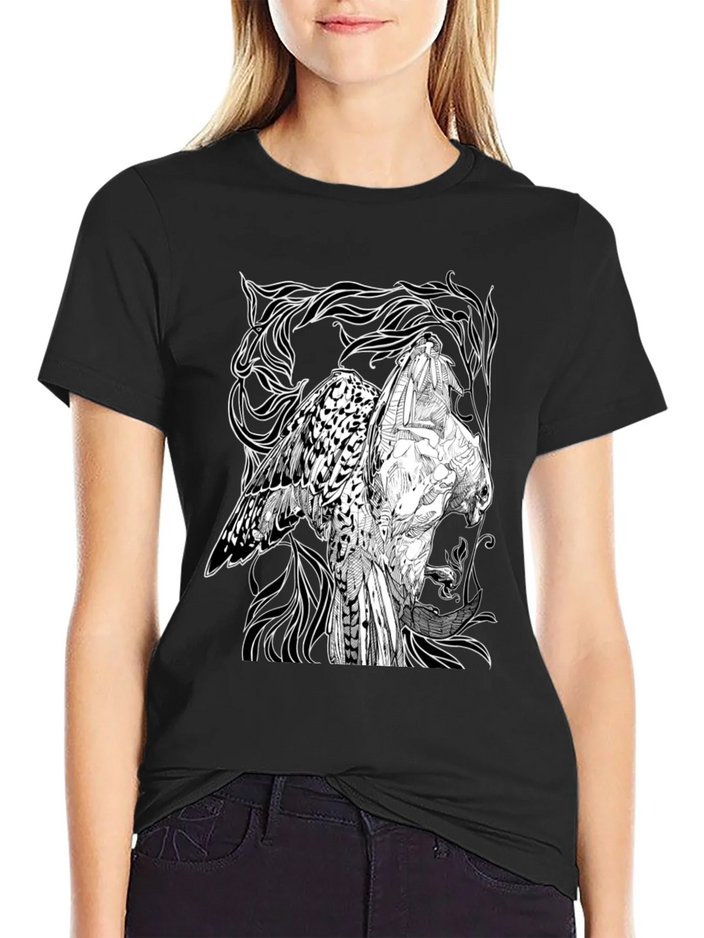 Graphic Owl T-Shirt - Black Cotton Tee product image 5