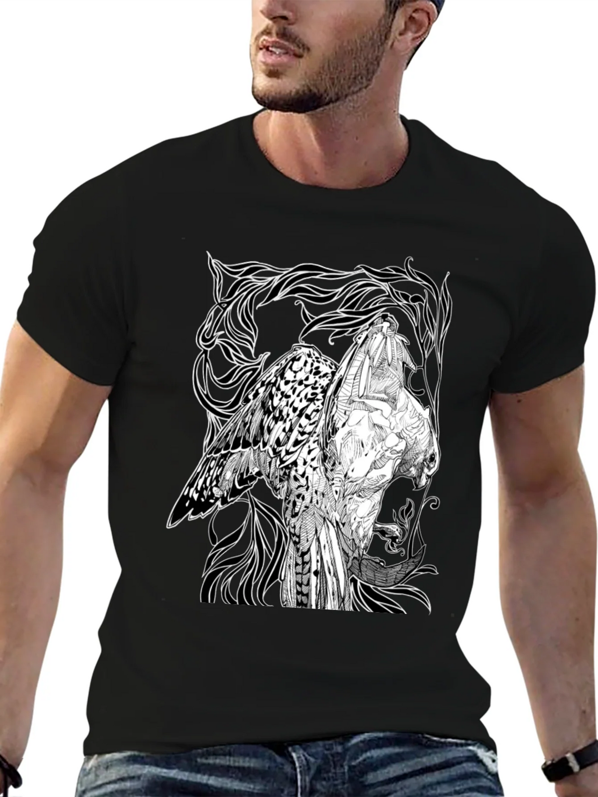 Graphic Owl T-Shirt - Black Cotton Tee product image 9