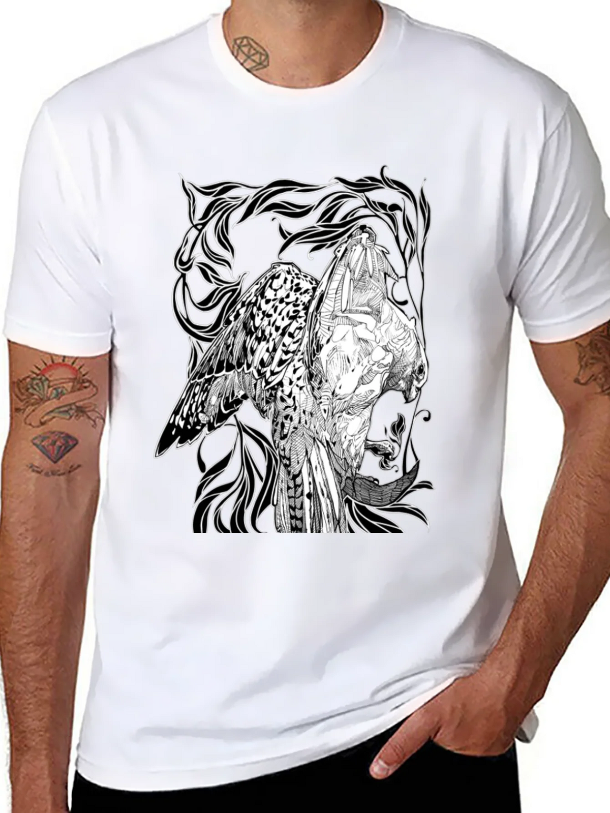 Graphic Owl T-Shirt - Black Cotton Tee product image 10