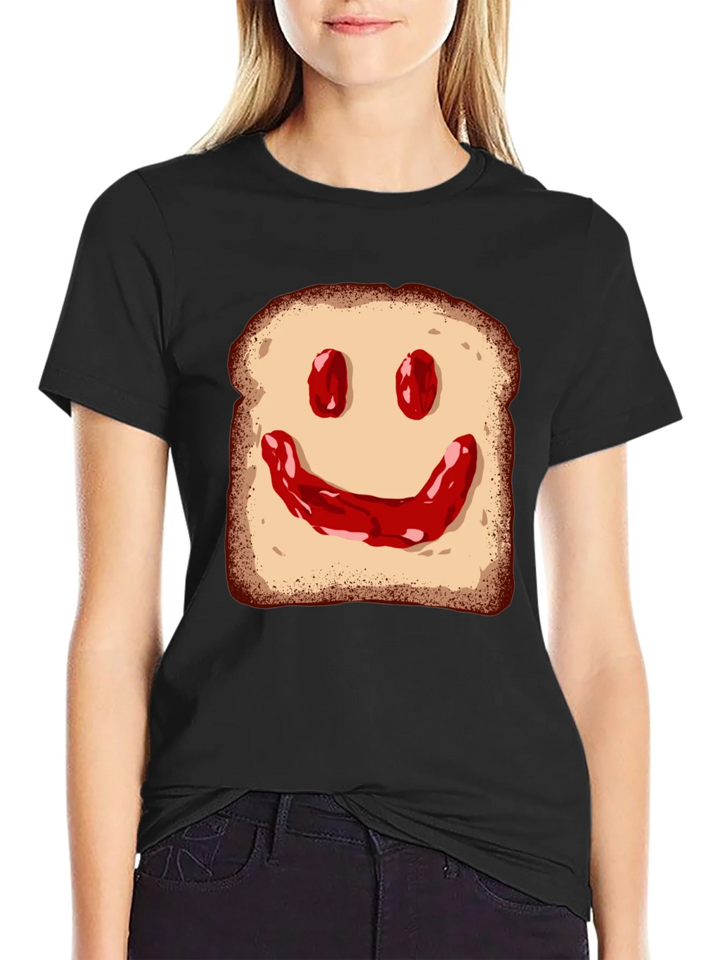 Jam on Toast Smile Graphic Tee - Black Cotton T-Shirt product image 5