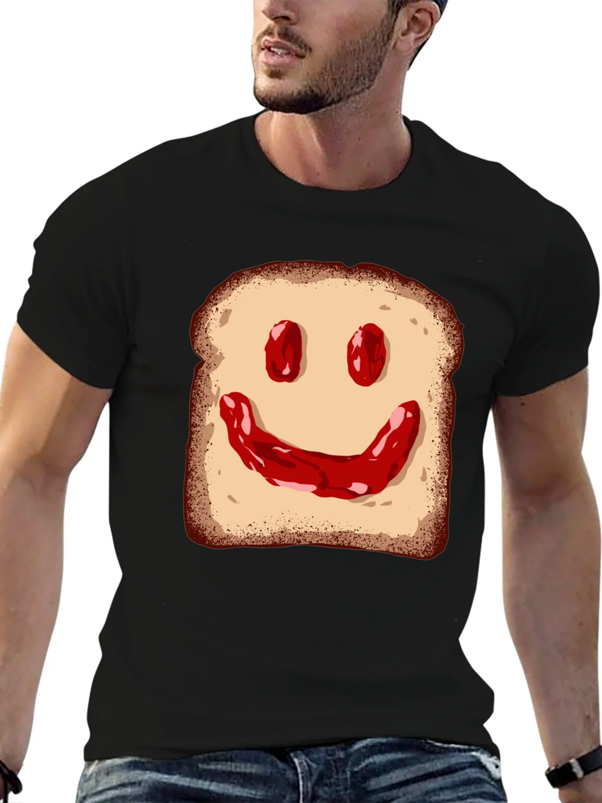 Jam on Toast Smile Graphic Tee - Black Cotton T-Shirt product image 9