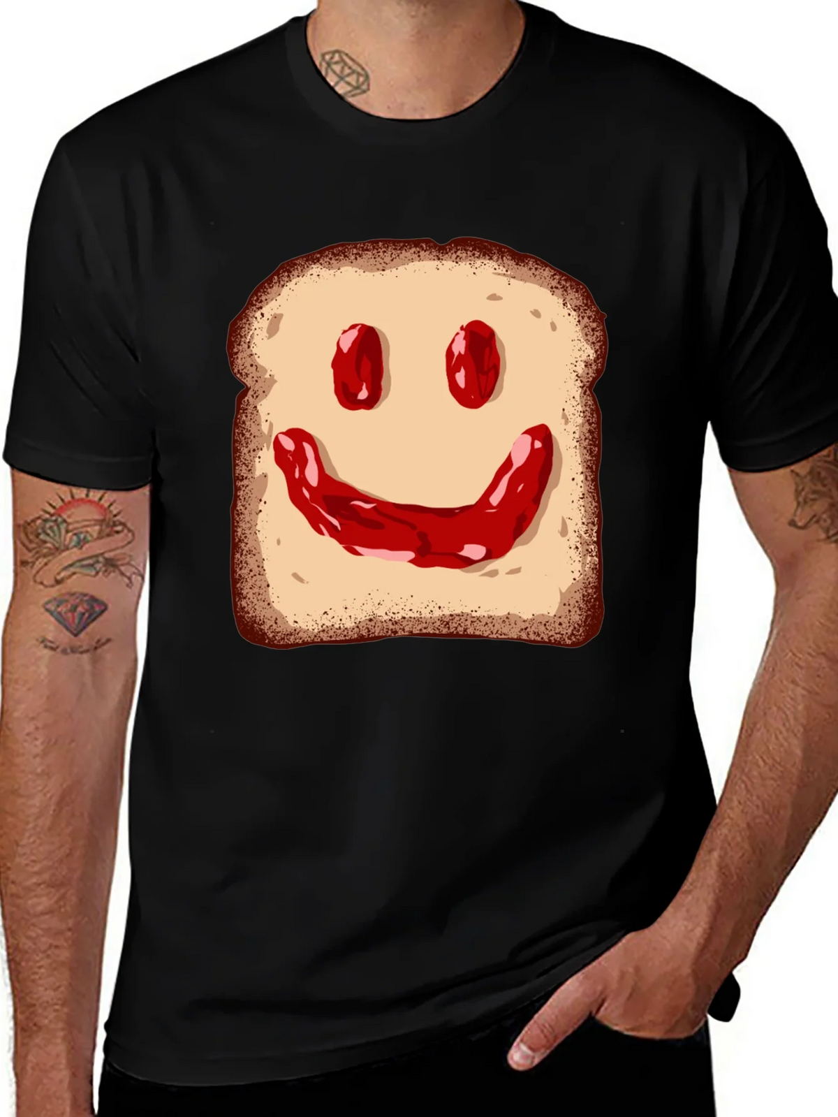 Jam on Toast Smile Graphic Tee - Black Cotton T-Shirt product image 1