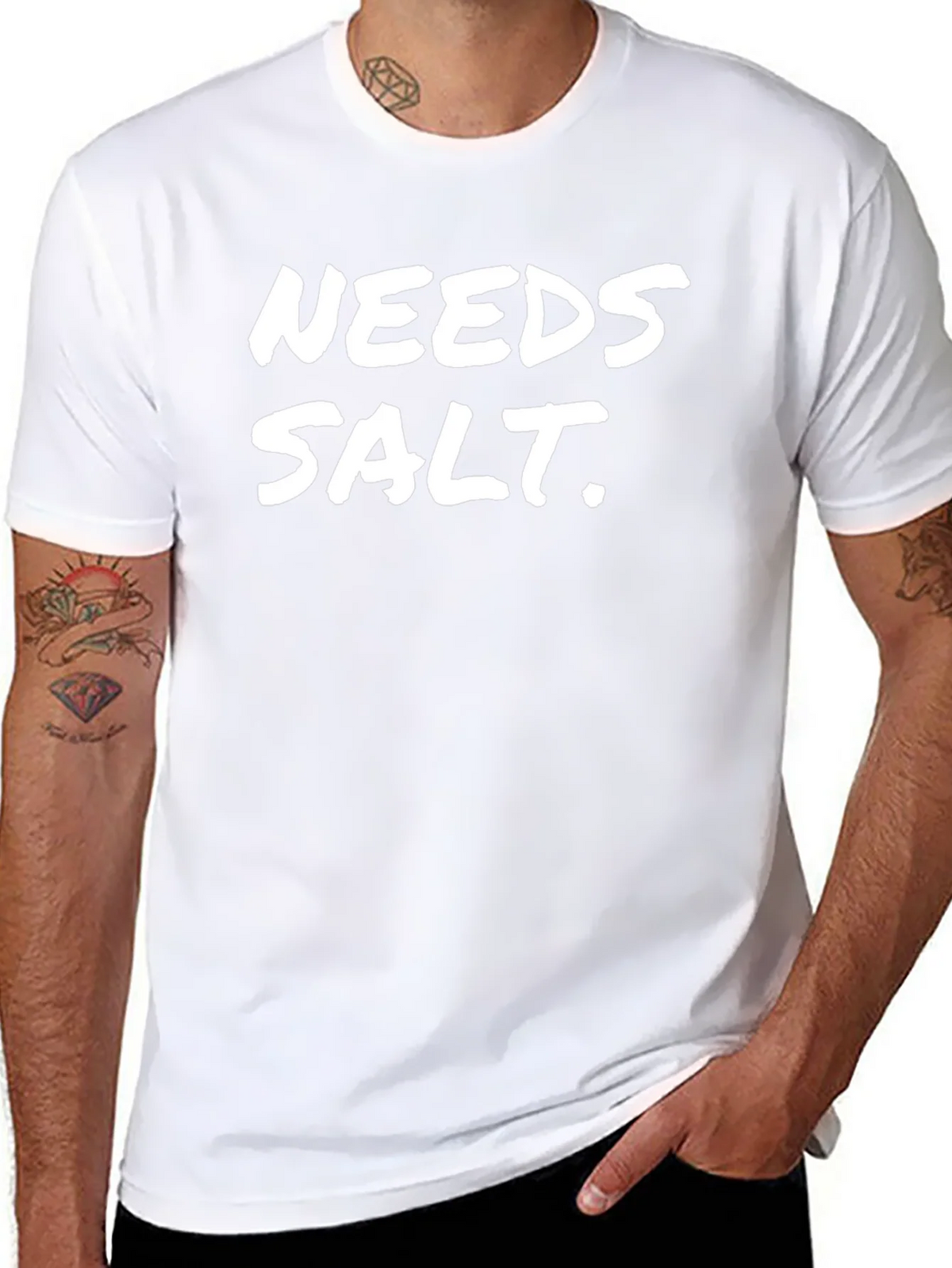 Needs Salt Black T-Shirt Funny Sarcastic Tee product image 10