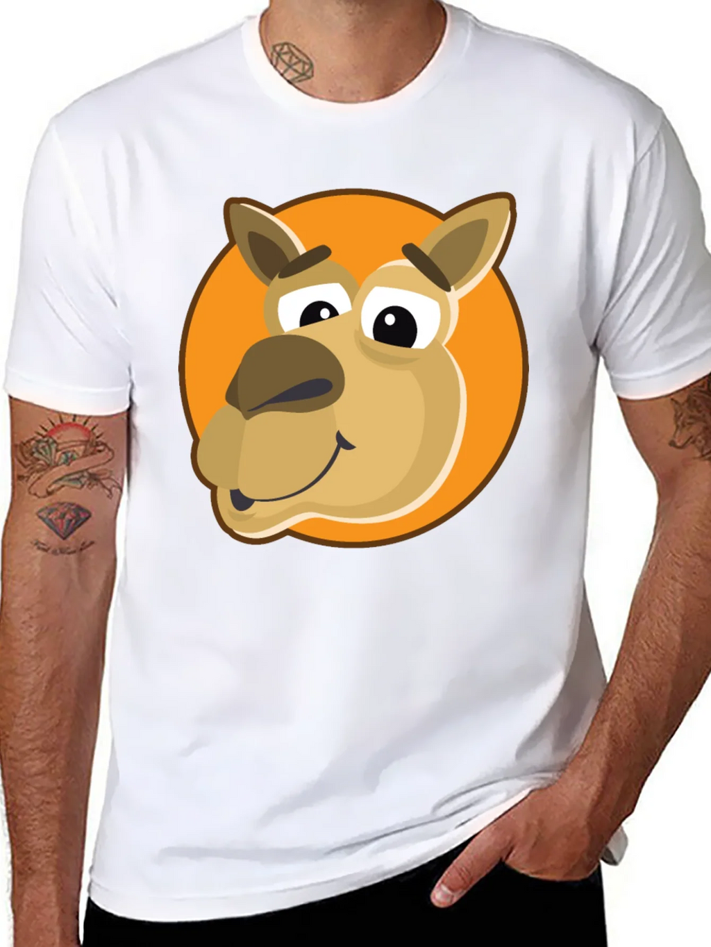 Cartoon Camel Graphic Tee - Black Cotton Blend product image 10