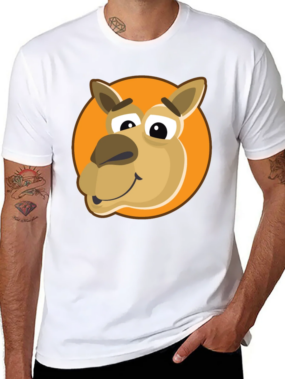 Cartoon Camel Graphic Tee - Black Cotton Blend product image 10