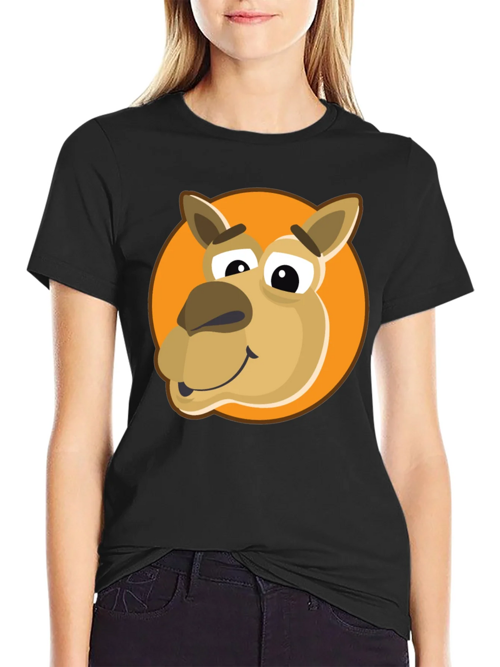 Cartoon Camel Graphic Tee - Black Cotton Blend product image 5