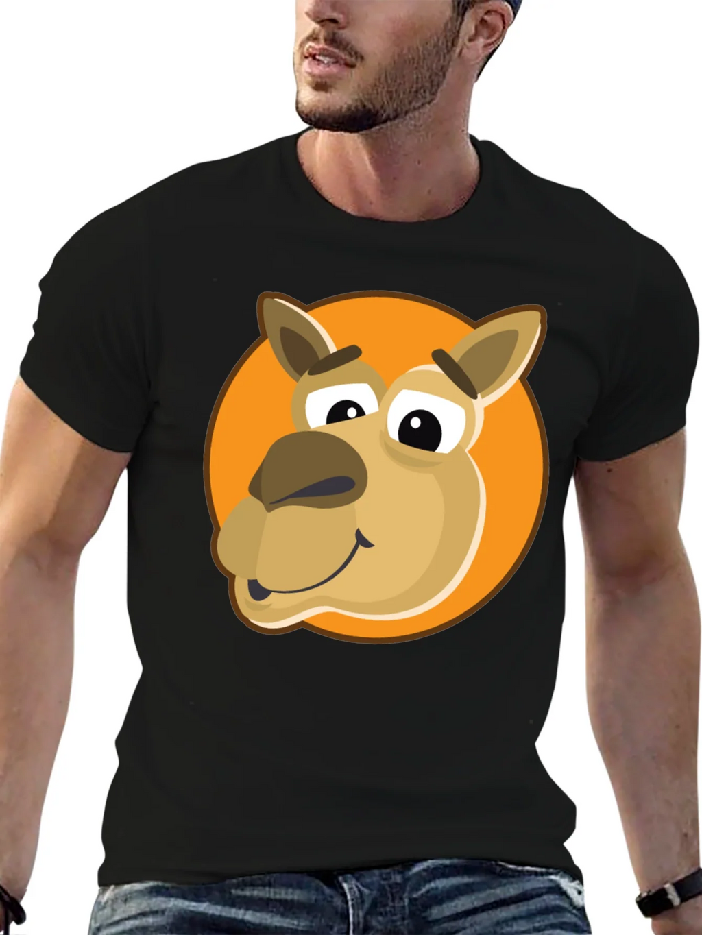 Cartoon Camel Graphic Tee - Black Cotton Blend product image 9