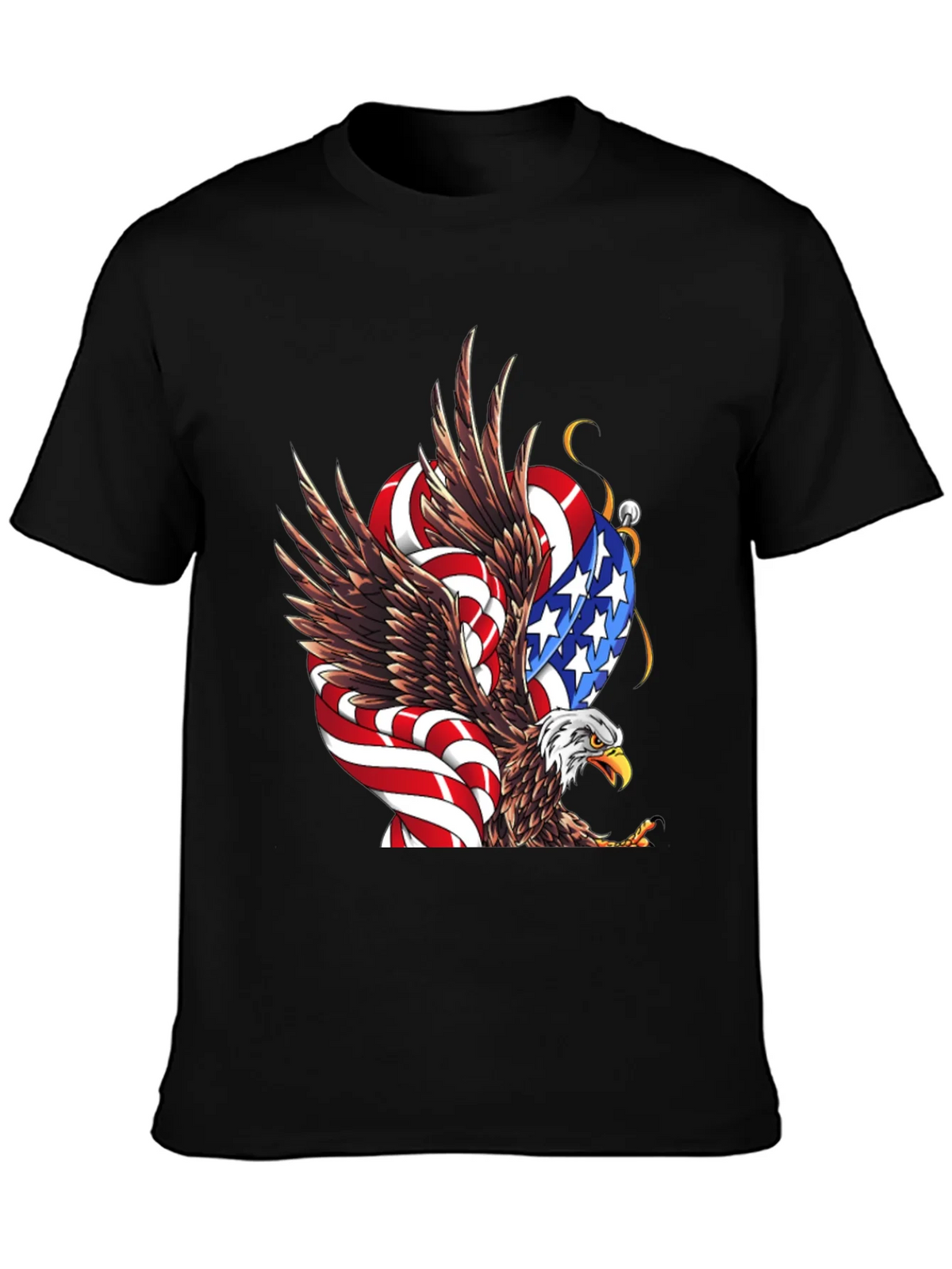 American Eagle Flag Graphic Print Mens Black T-Shirt product image 6