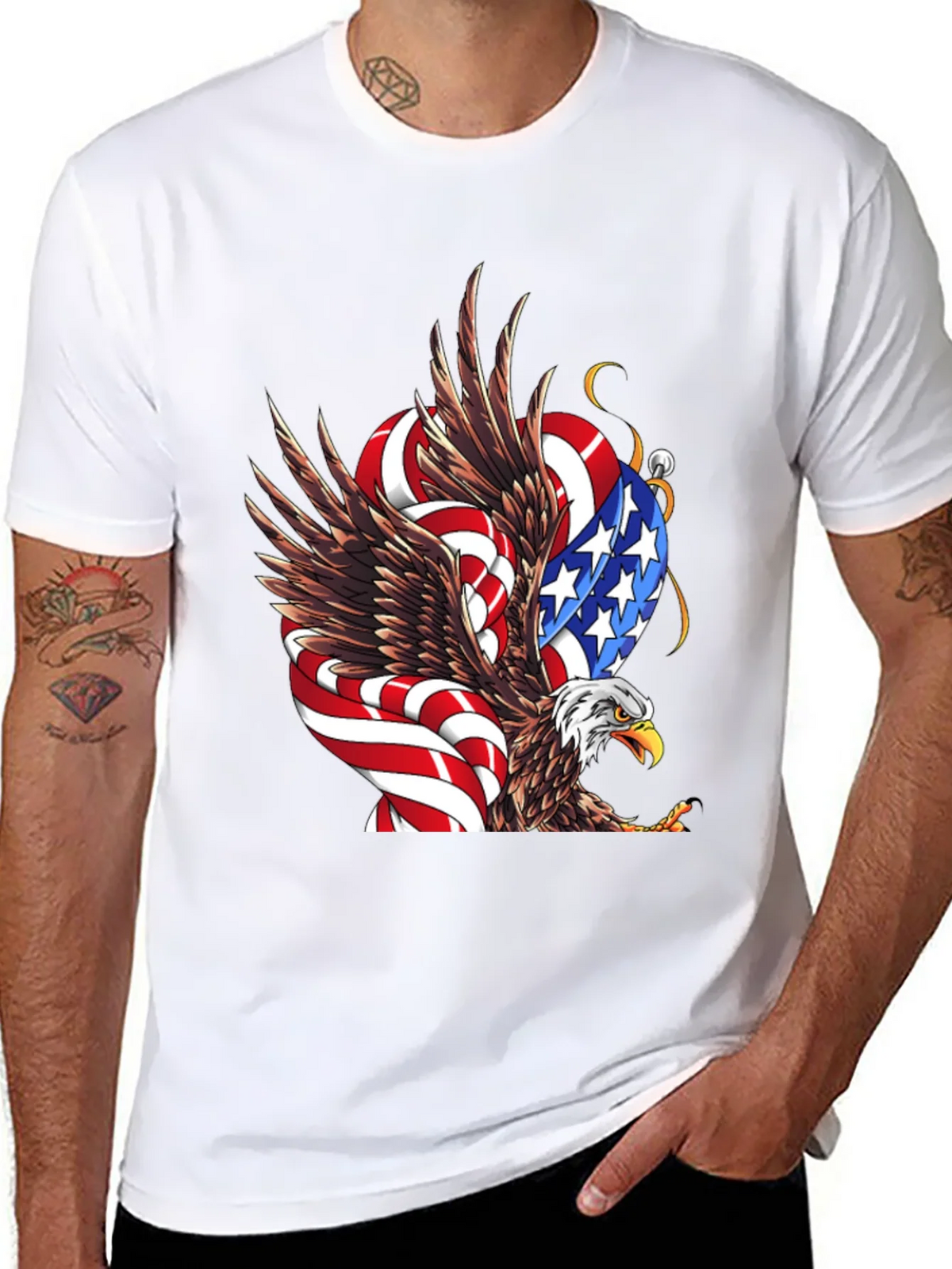 American Eagle Flag Graphic Print Mens Black T-Shirt product image 10