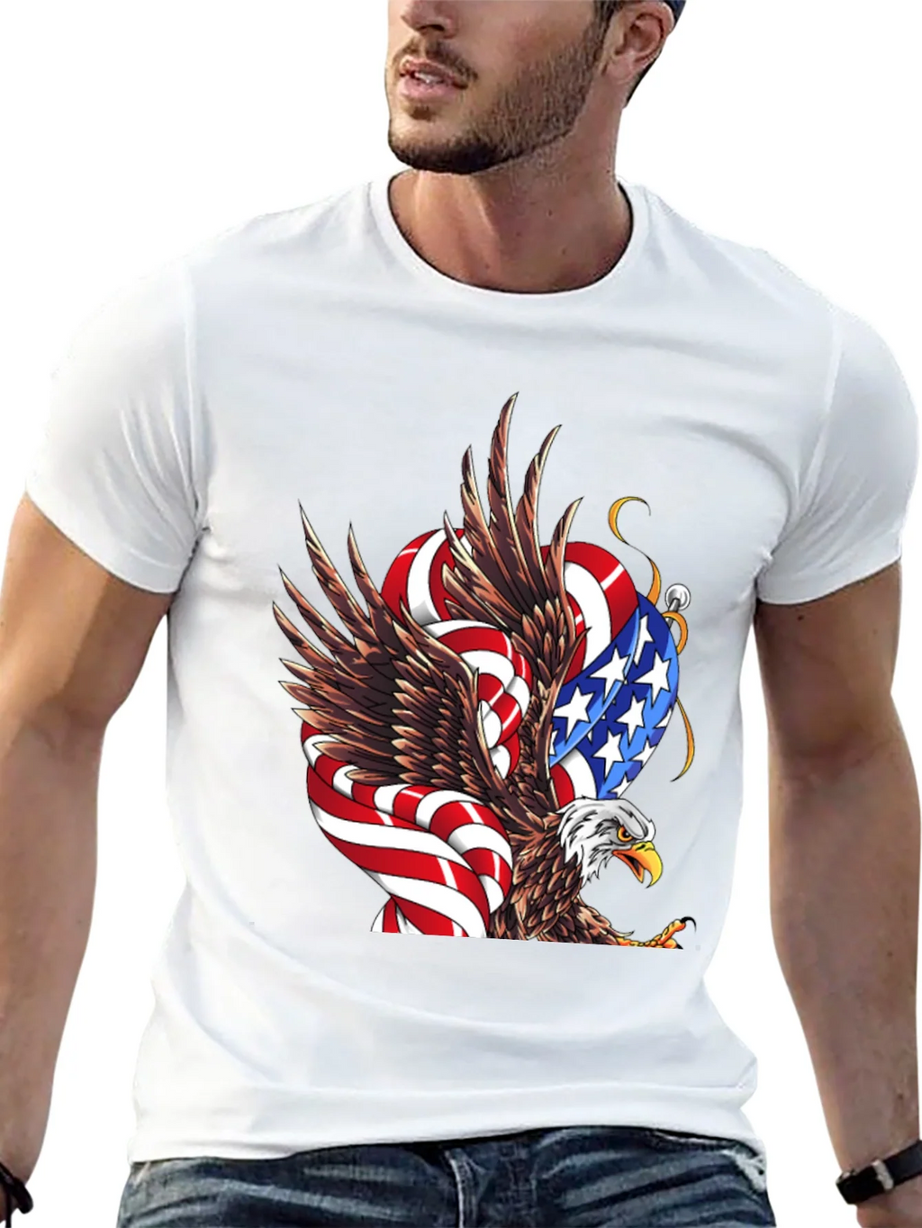 American Eagle Flag Graphic Print Mens Black T-Shirt product image 4