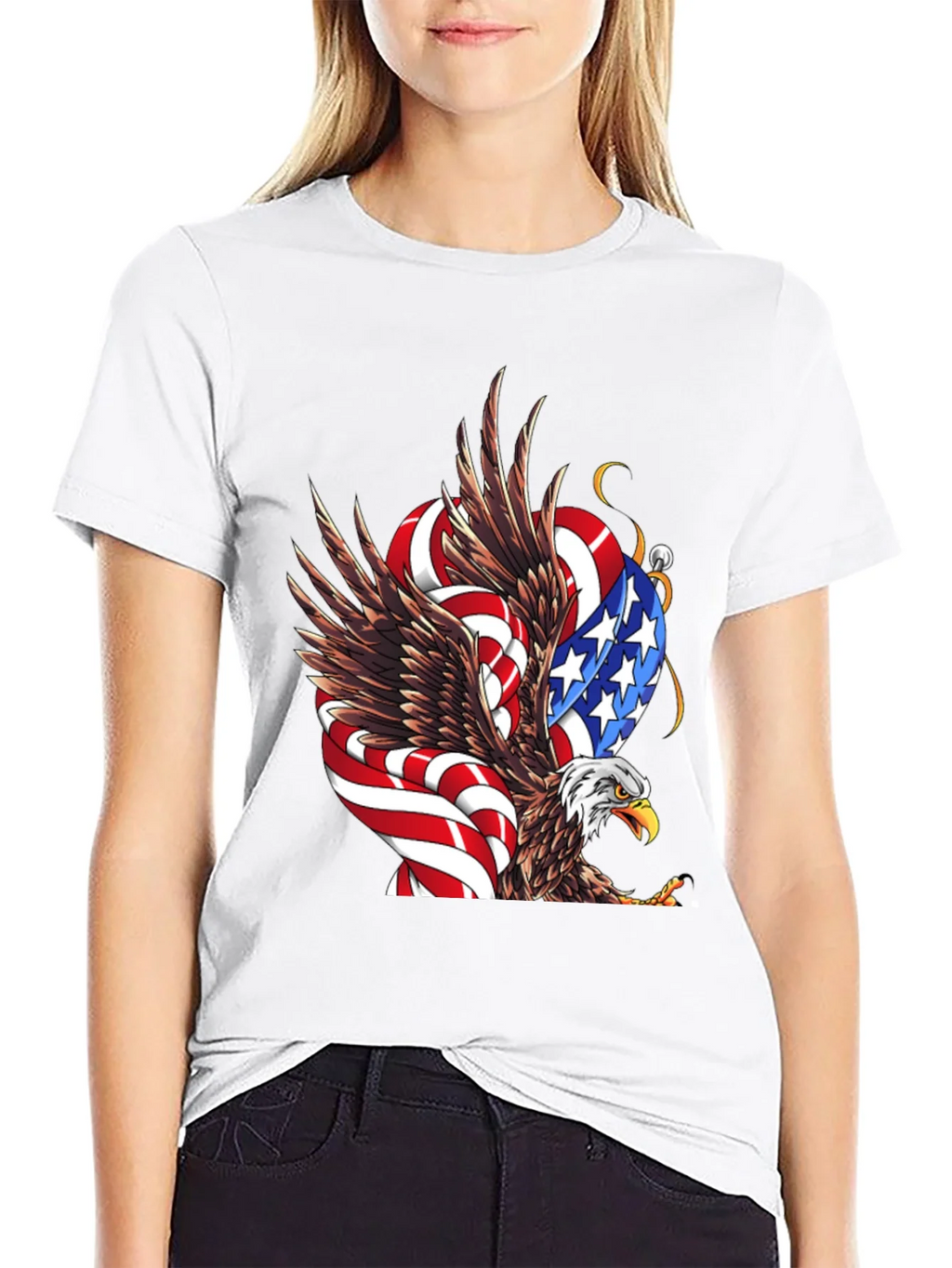 American Eagle Flag Graphic Print Mens Black T-Shirt product image 11