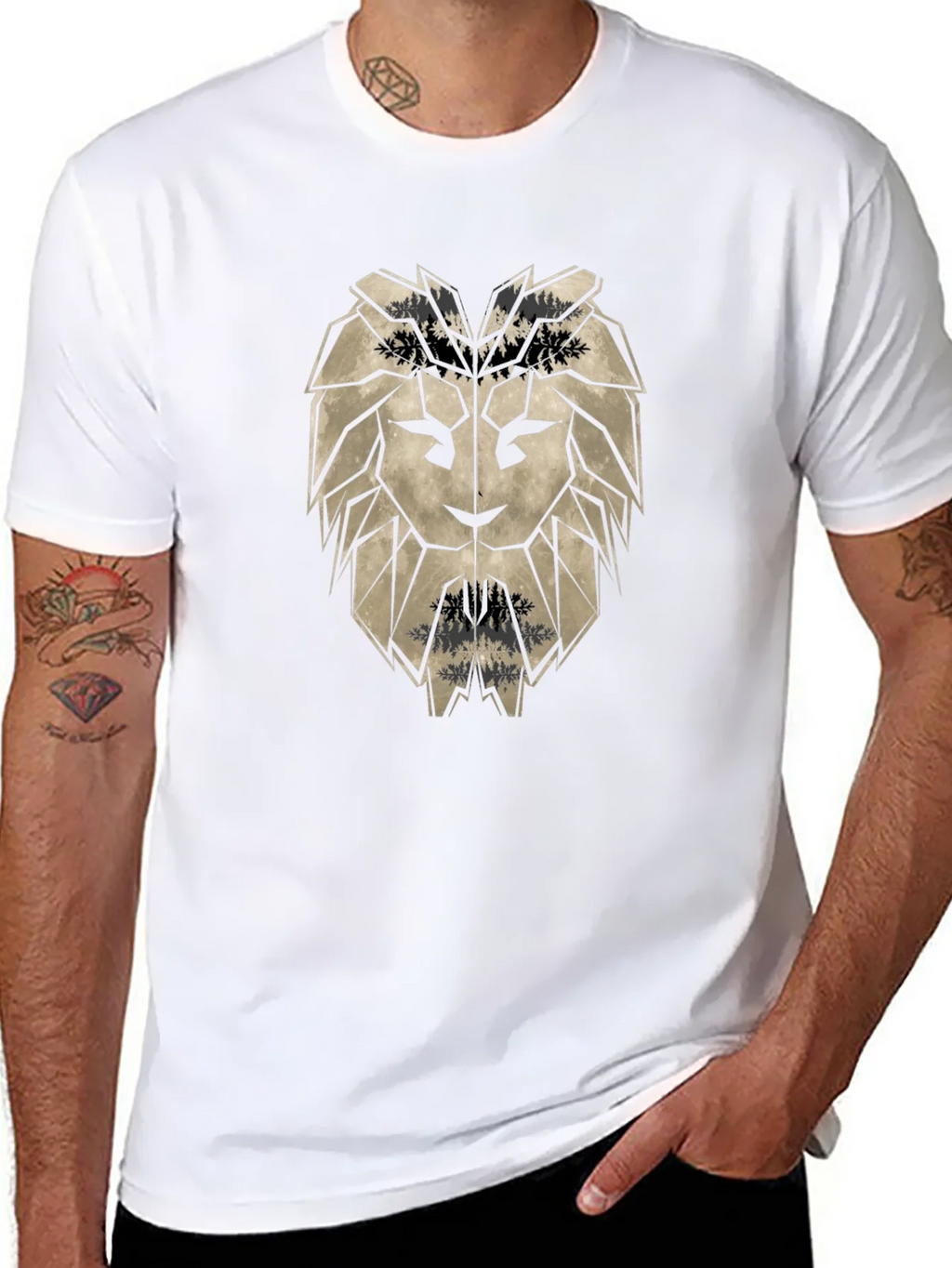 Geometric Lion Head Black T-Shirt product image 10