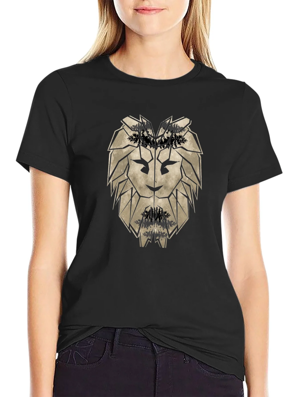 Geometric Lion Head Black T-Shirt product image 5