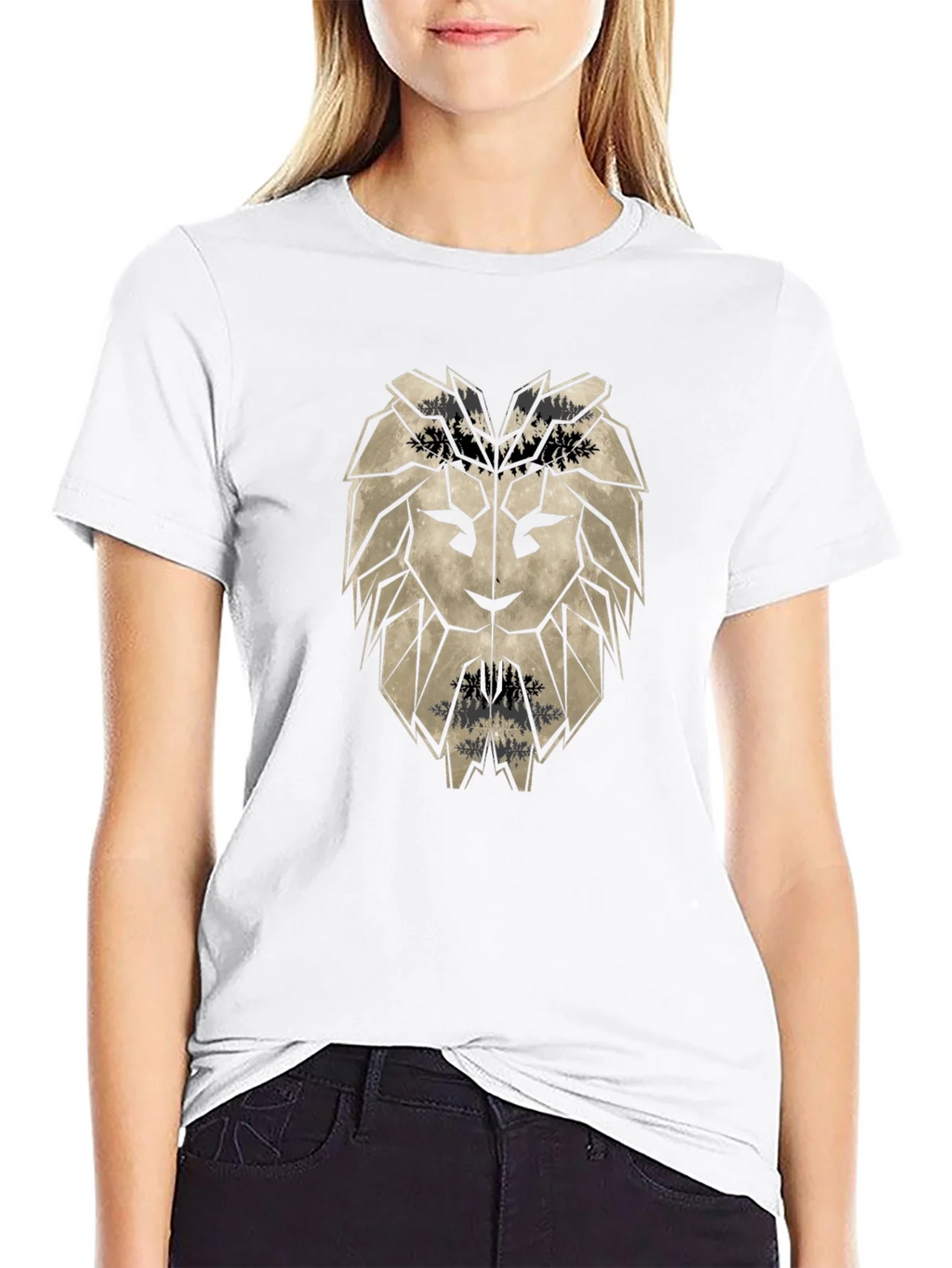 Geometric Lion Head Black T-Shirt product image 11