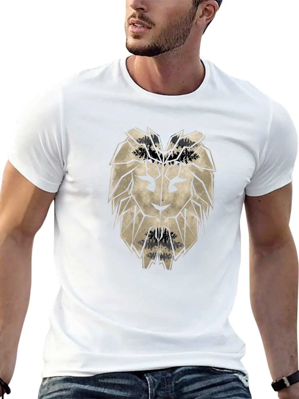 Geometric Lion Head Black T-Shirt product image 4