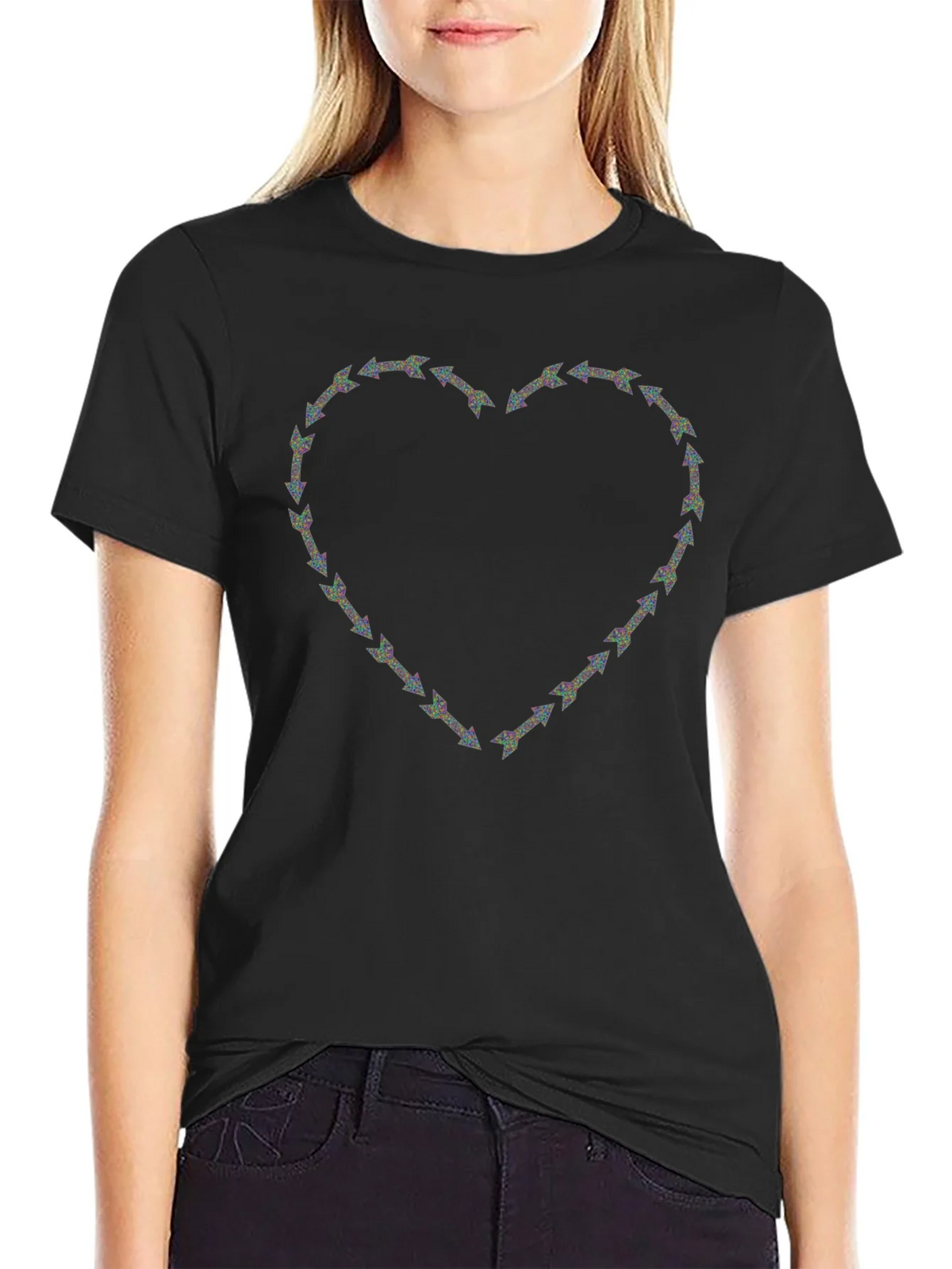 Arrow Heart Graphic Print Crew Neck T-Shirt product image 5