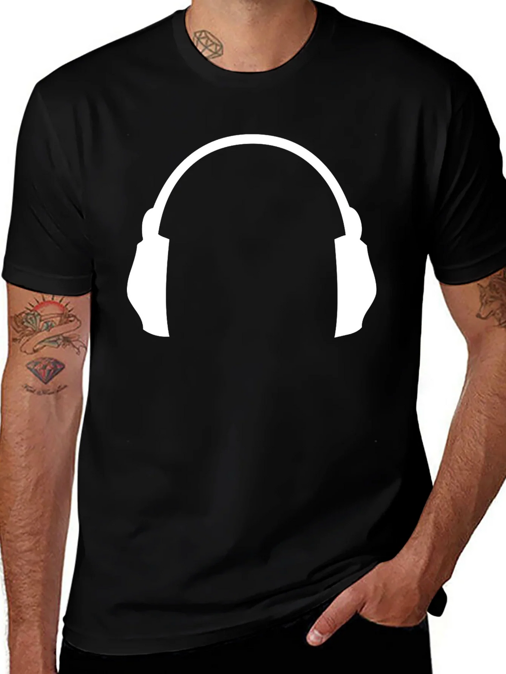 Headphone Graphic Tee - Music Lovers Black T-Shirt product image 1