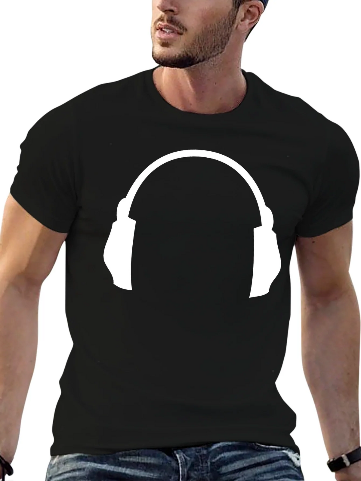 Headphone Graphic Tee - Music Lovers Black T-Shirt product image 9